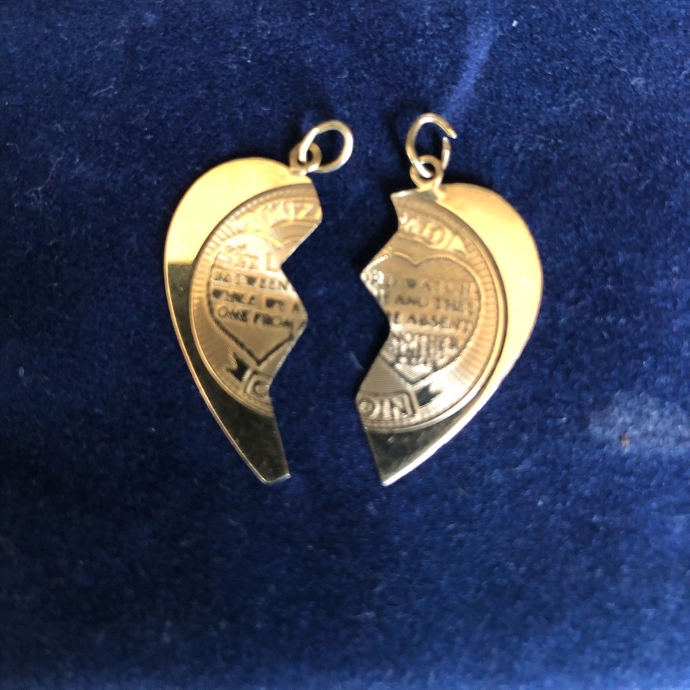 14K Gold 2 piece BFF Heart Pendant